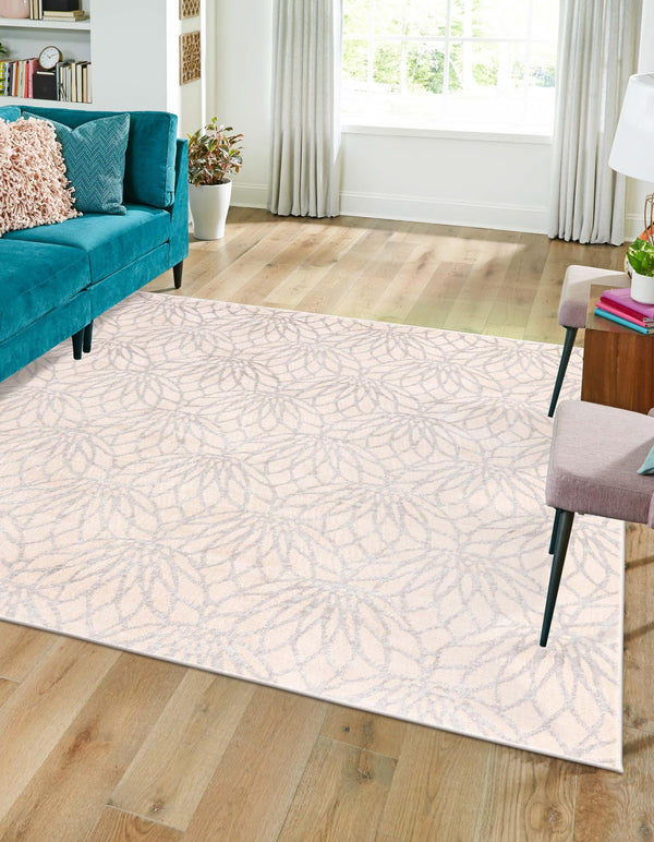 Hollywood Luxe Collection Area Rug - Rodeo Square White Silver lifestyle 66