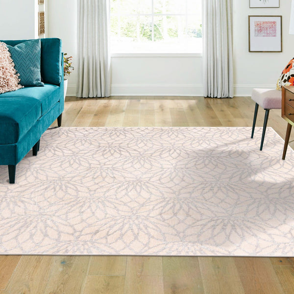 Hollywood Luxe Collection Area Rug - Rodeo Square White Silver lifestyle 170