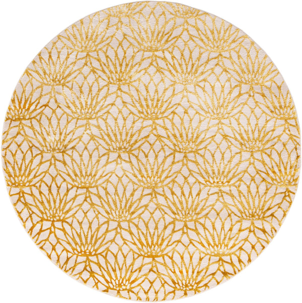 Hollywood Luxe Collection Area Rug - Rodeo Round White Gold lifestyle 52