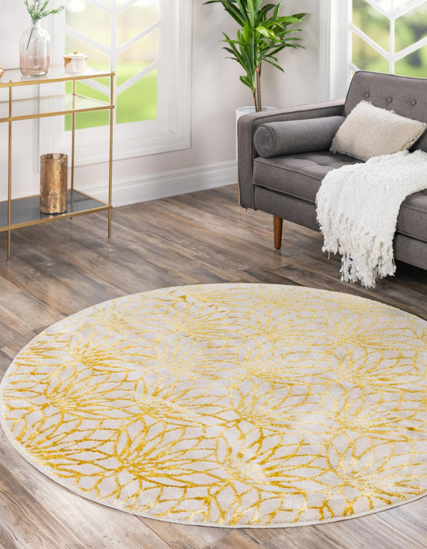 Hollywood Luxe Collection Area Rug - Rodeo Round White Gold lifestyle 61