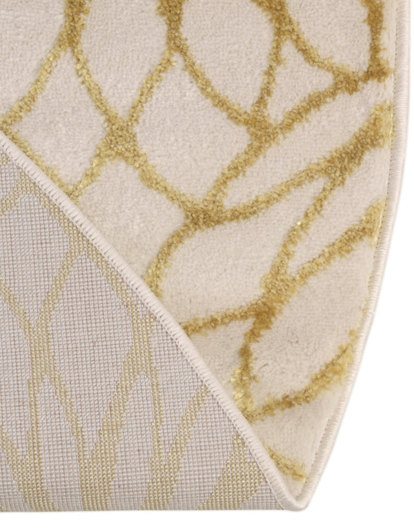Hollywood Luxe Collection Area Rug - Rodeo Round White Gold lifestyle 136