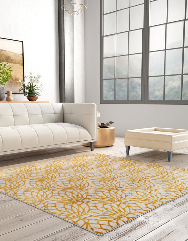 Hollywood Luxe Collection Area Rug - Rodeo Square White Gold lifestyle 100