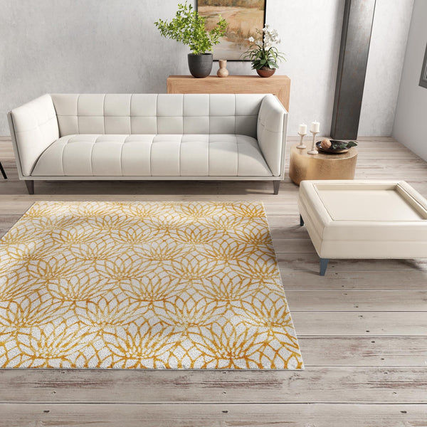 Hollywood Luxe Collection Area Rug - Rodeo Square White Gold lifestyle 129