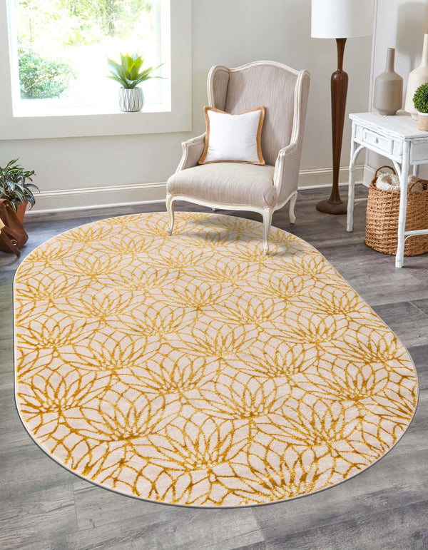 Hollywood Luxe Collection Area Rug - Rodeo Oval White Gold lifestyle 62