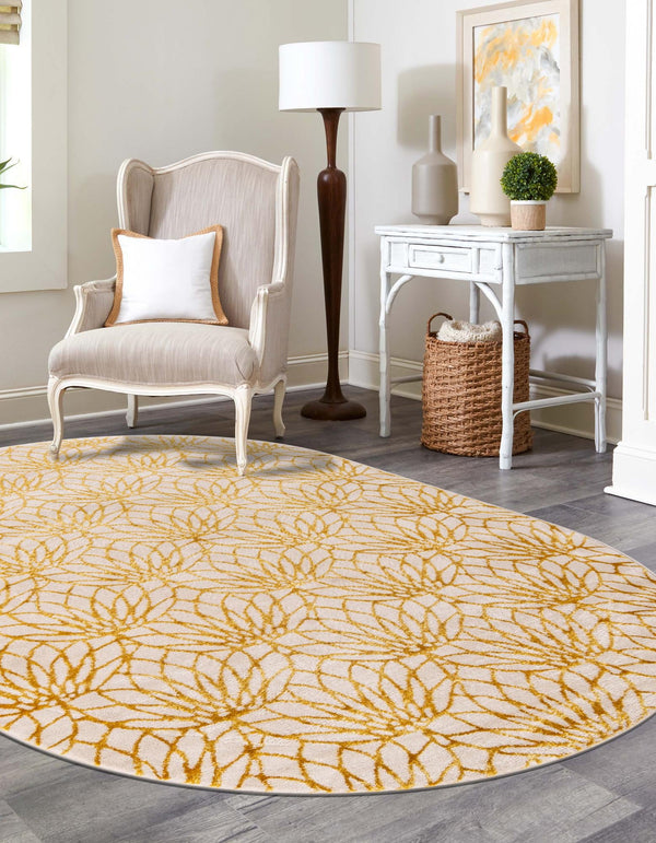 Hollywood Luxe Collection Area Rug - Rodeo Oval White Gold lifestyle 69