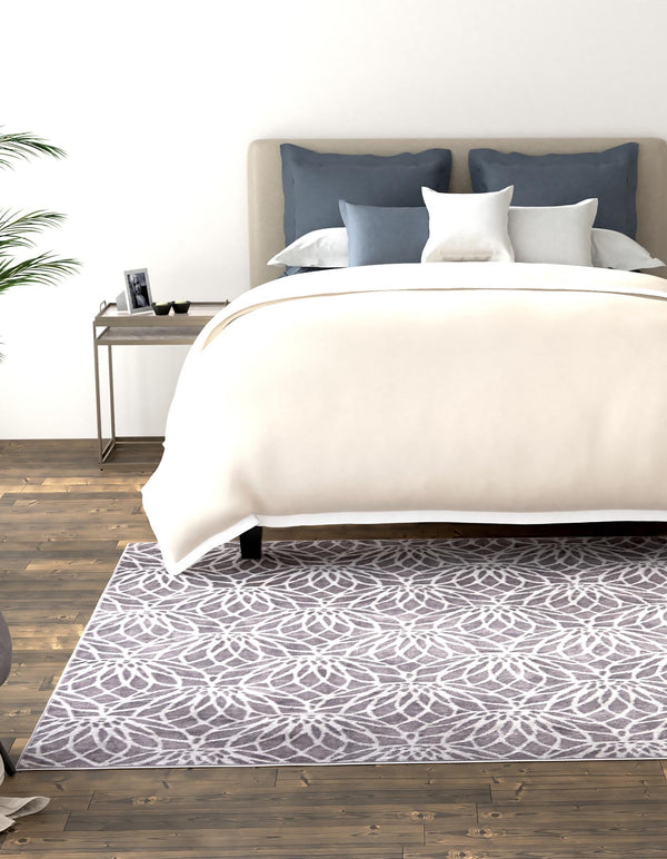 Hollywood Luxe Collection Area Rug - Rodeo Square Gray Silver lifestyle 76
