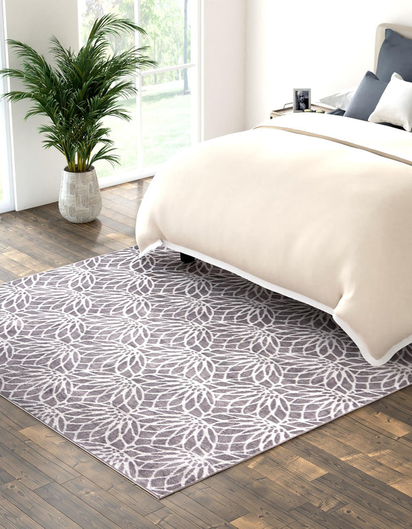 Hollywood Luxe Collection Area Rug - Rodeo Square Gray Silver lifestyle 87