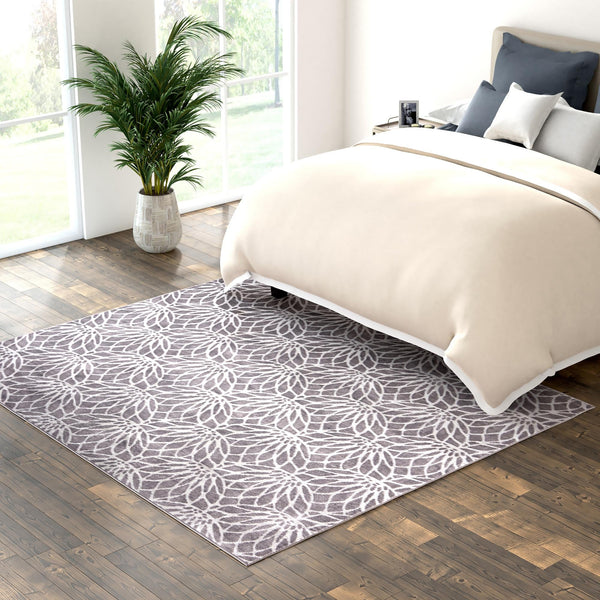 Hollywood Luxe Collection Area Rug - Rodeo Square Gray Silver lifestyle 128