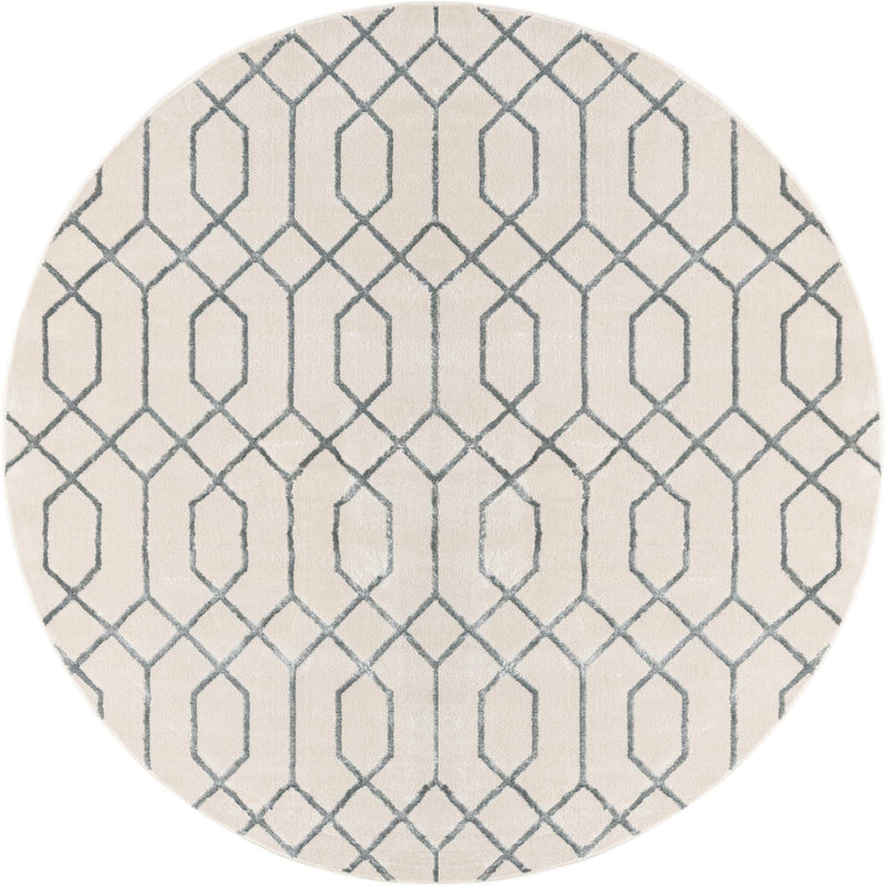 Hollywood Luxe Collection Area Rug - Sunset (White Silver) Round White Silver lifestyle 25