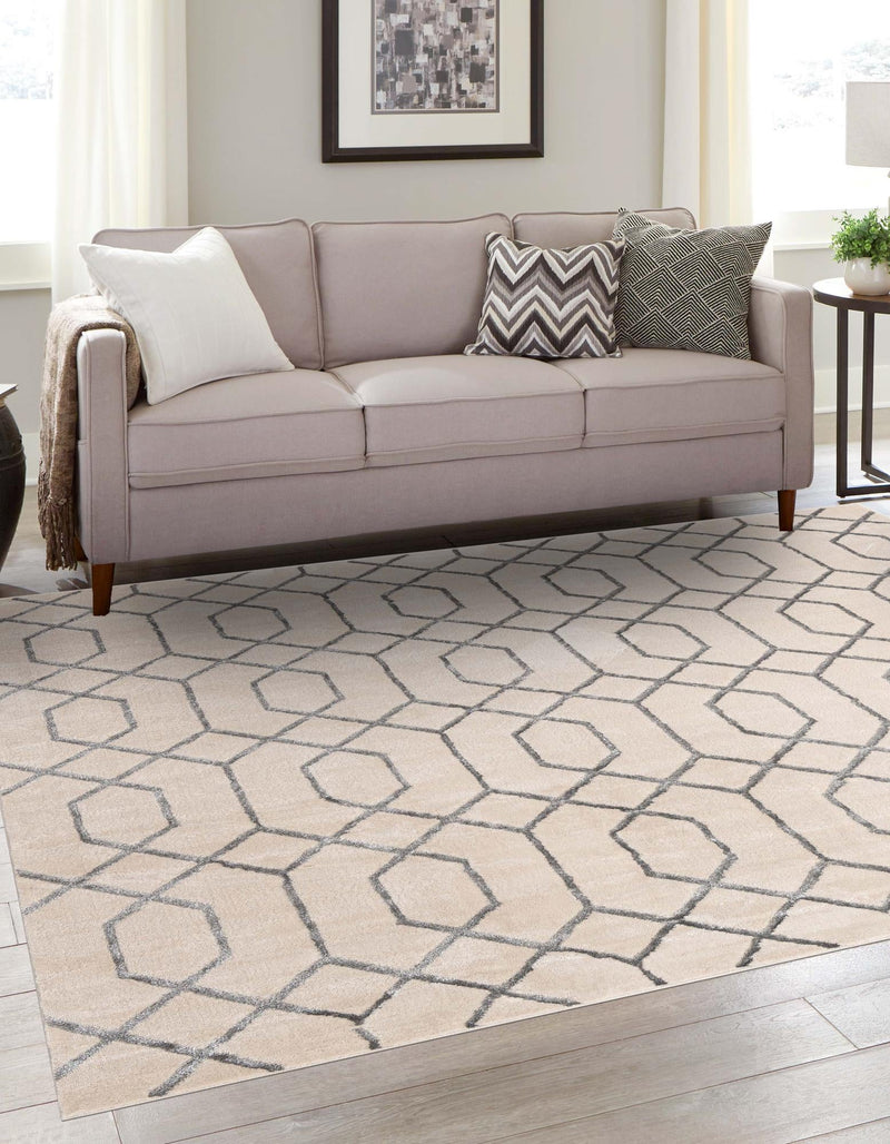 Hollywood Luxe Collection Area Rug - Sunset (White Silver) Square White Silver lifestyle 33