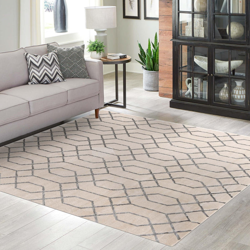 Hollywood Luxe Collection Area Rug - Sunset (White Silver) Square White Silver lifestyle 76