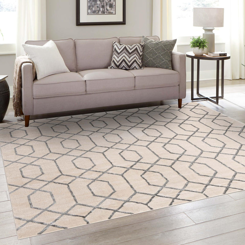 Hollywood Luxe Collection Area Rug - Sunset (White Silver) Square White Silver lifestyle 77