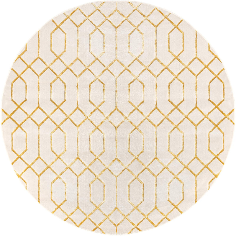 Hollywood Luxe Collection Area Rug - Sunset (White Gold) Round White Gold lifestyle 17
