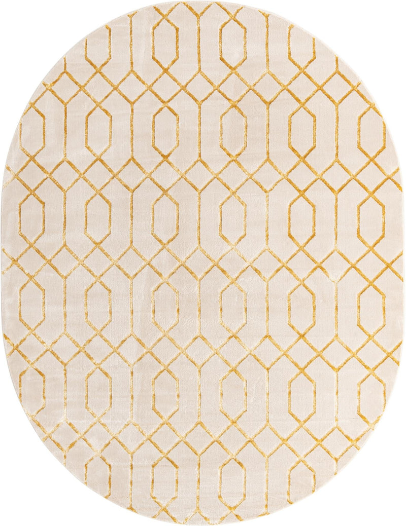 Hollywood Luxe Collection Area Rug - Sunset (White Gold) Oval White Gold lifestyle 19