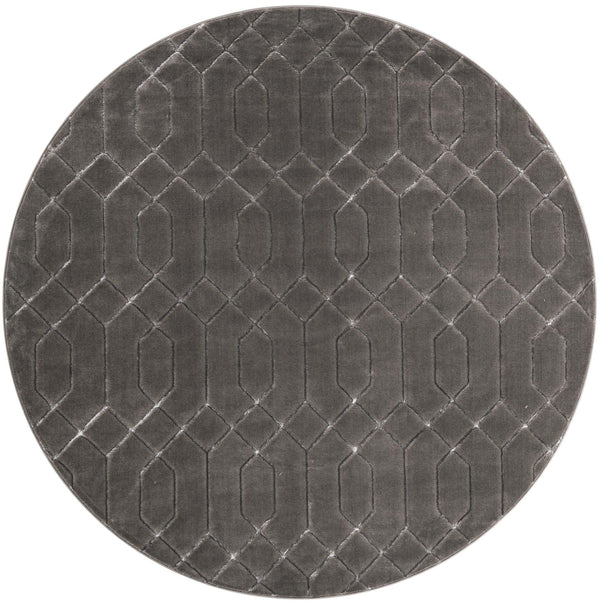 Hollywood Luxe Collection Area Rug - Sunset (Gray Silver) Round Gray Silver lifestyle 17