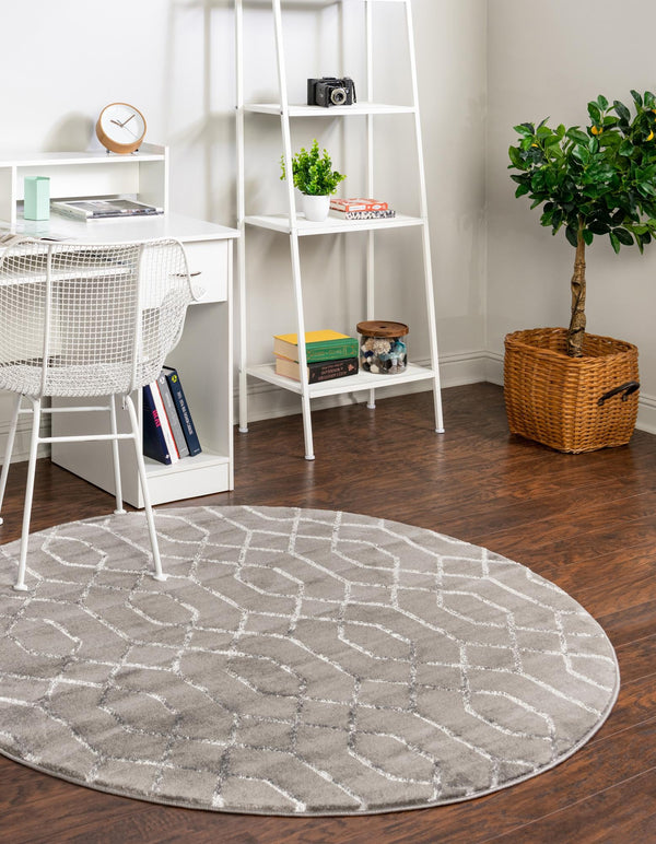 Hollywood Luxe Collection Area Rug - Sunset (Gray Silver) Round Gray Silver lifestyle 25