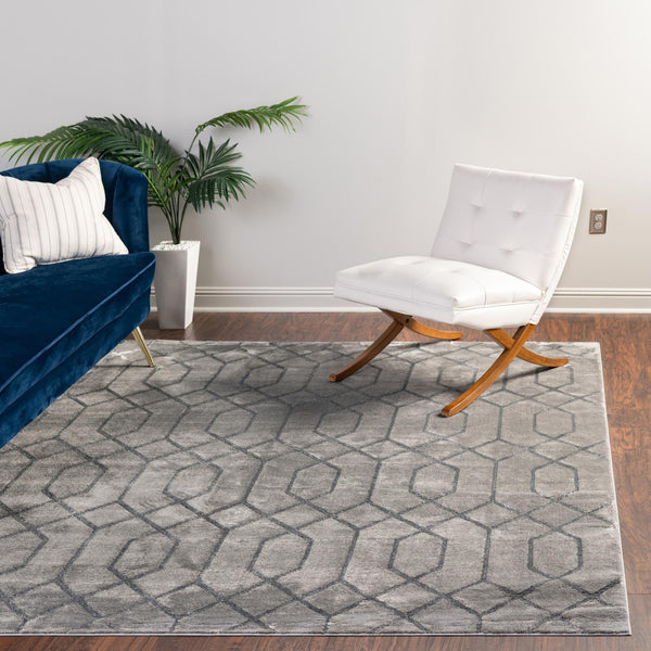Hollywood Luxe Collection Area Rug - Sunset (Gray Silver) Square Gray Silver lifestyle 72