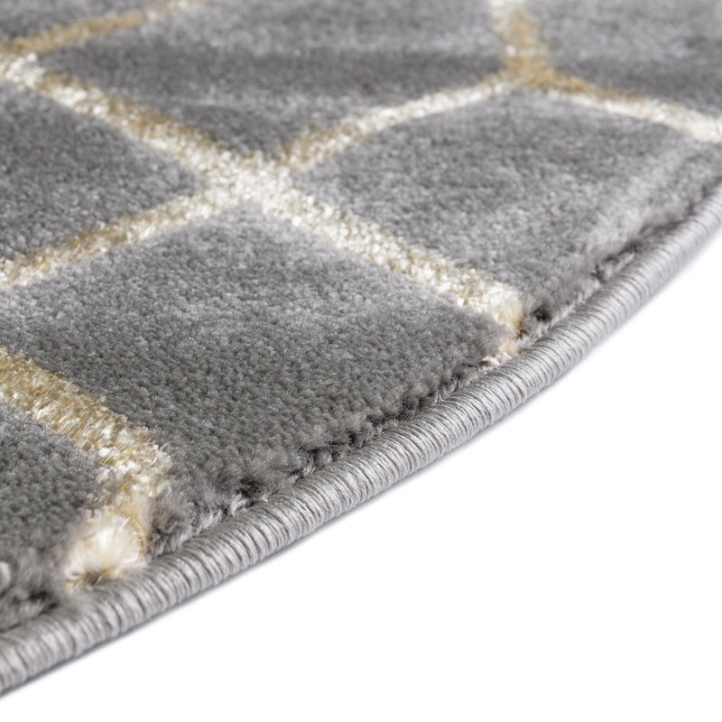 Hollywood Luxe Collection Area Rug - Sunset (Gray Gold) Round Gray Gold lifestyle 35