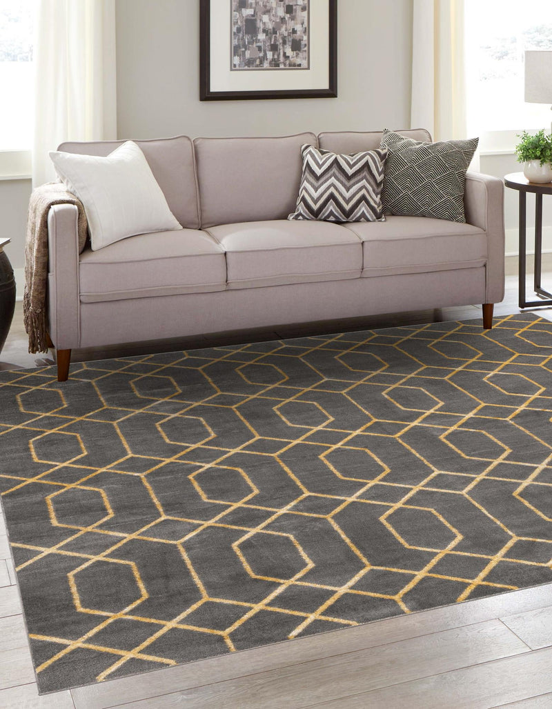 Hollywood Luxe Collection Area Rug - Sunset (Gray Gold) Square Gray Gold lifestyle 20