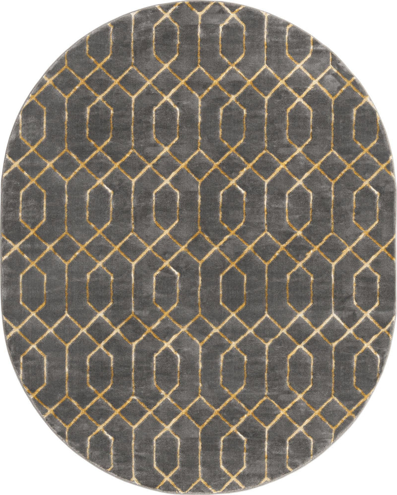 Hollywood Luxe Collection Area Rug - Sunset (Gray Gold) Oval Gray Gold lifestyle 14