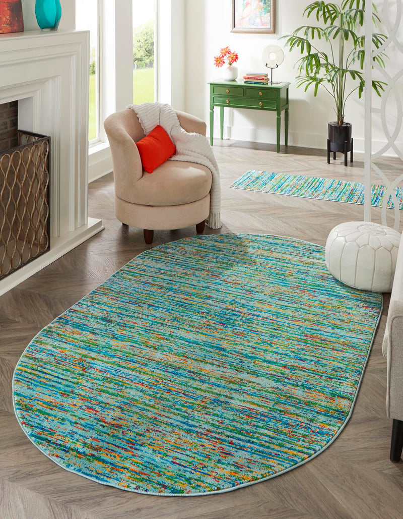 Caribbean Cove Collection Area Rug - Lucia Oval Aqua lifestyle 29