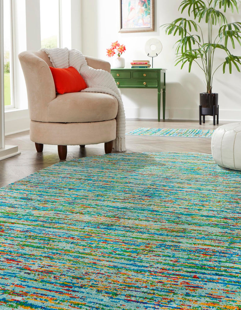 Caribbean Cove Collection Area Rug - Lucia Oval Aqua lifestyle 36