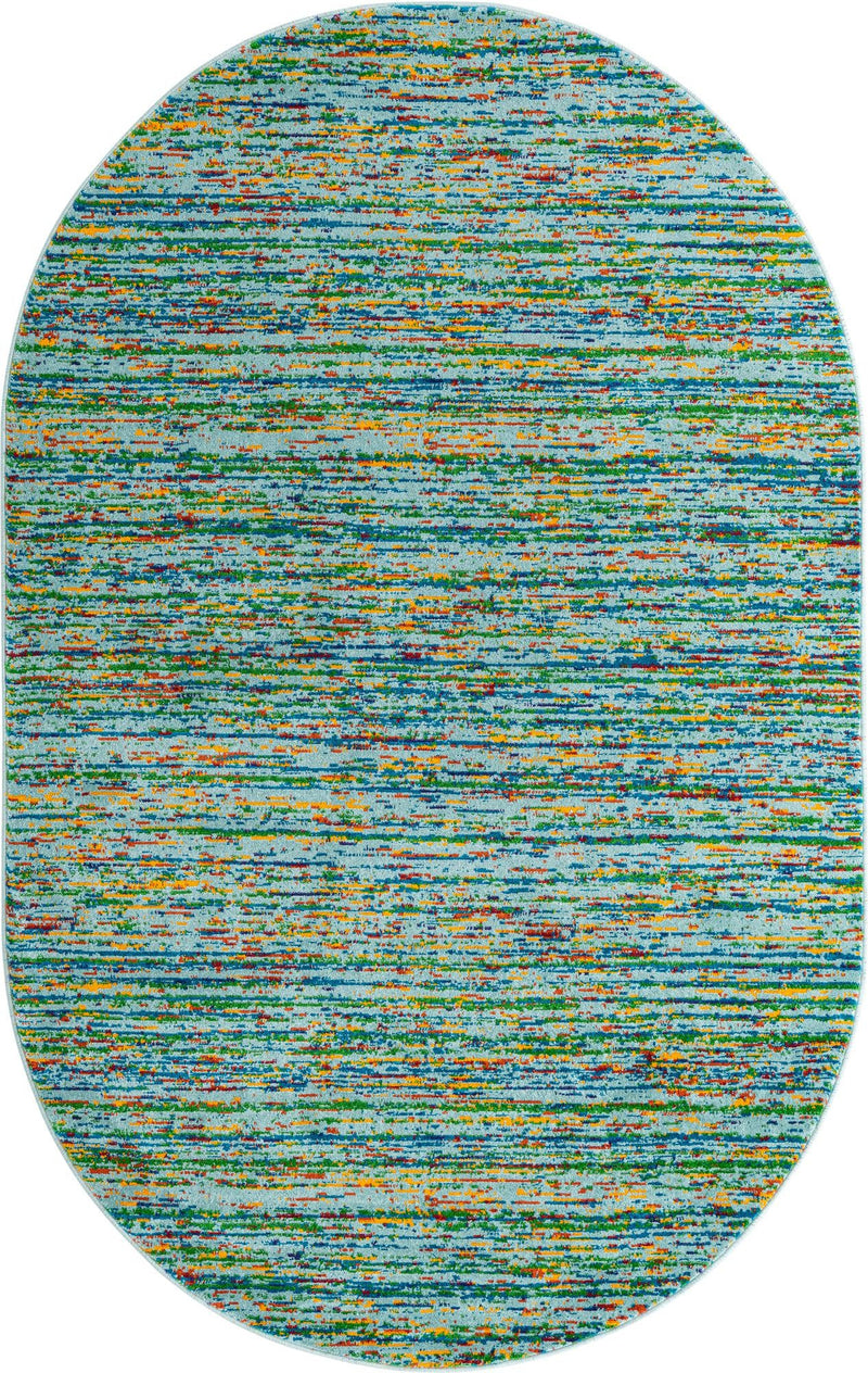 Caribbean Cove Collection Area Rug - Lucia Oval Aqua lifestyle 22