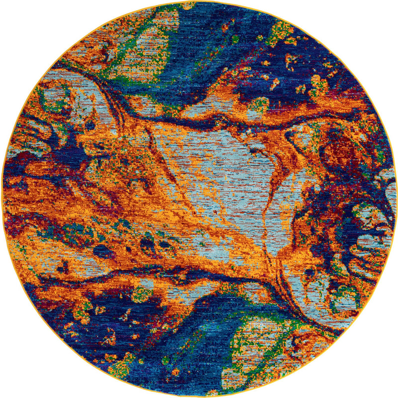 Caribbean Cove Collection Area Rug - Bequia Round Multi lifestyle 9