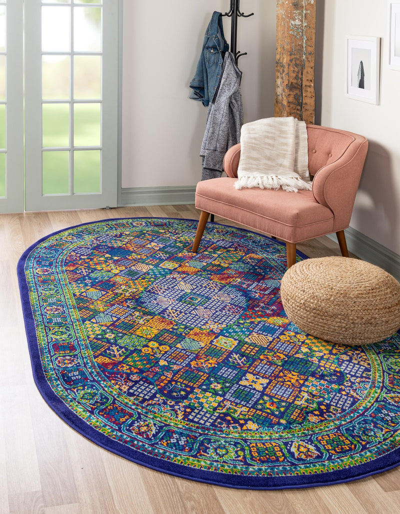 Caribbean Cove Collection Area Rug - Mustique Oval Navy Blue lifestyle 36