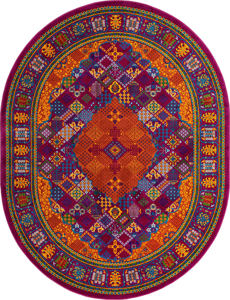 Caribbean Cove Collection Area Rug - Mustique Oval Fuchsia lifestyle 43