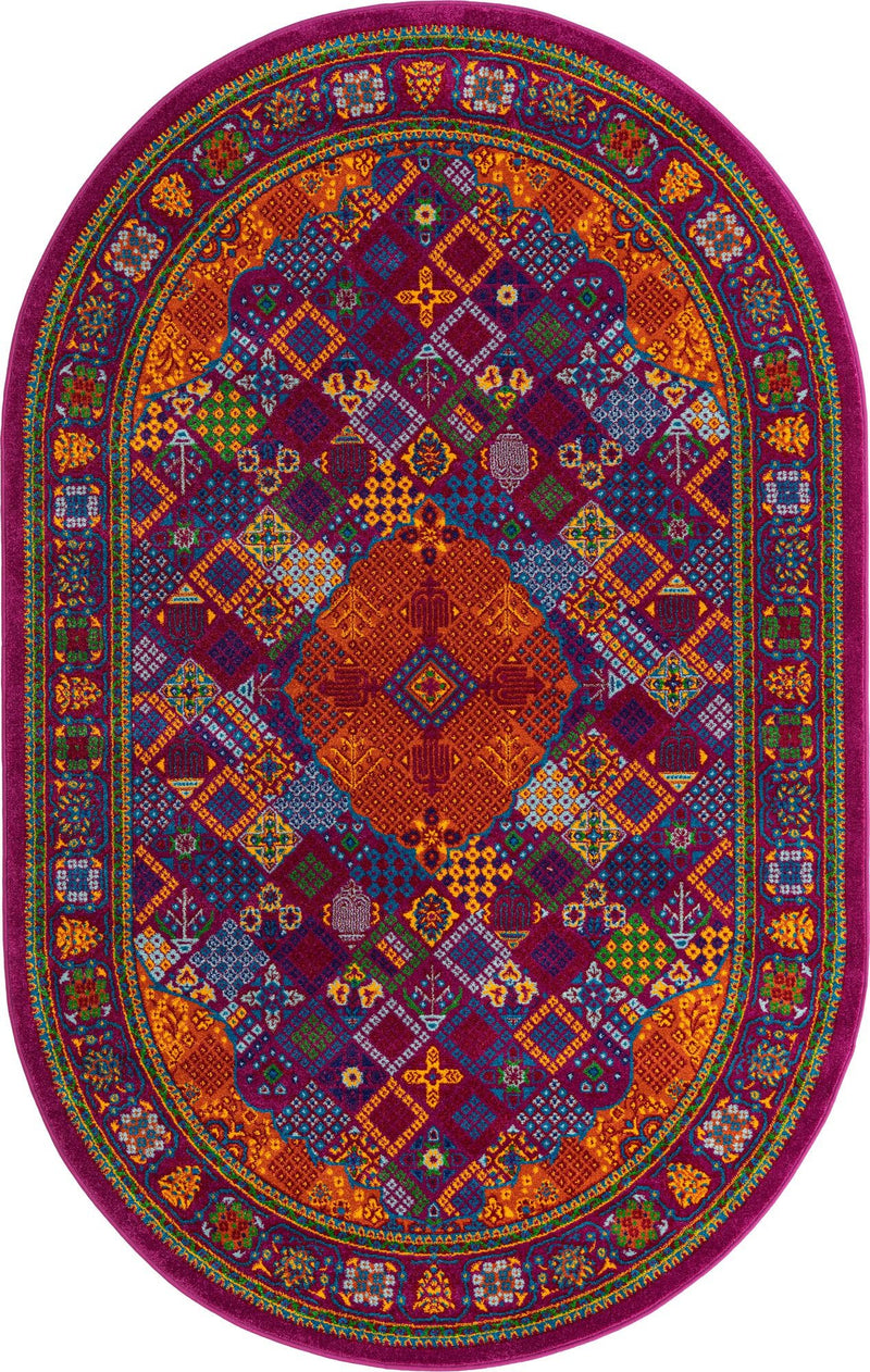 Caribbean Cove Collection Area Rug - Mustique Oval Fuchsia lifestyle 31