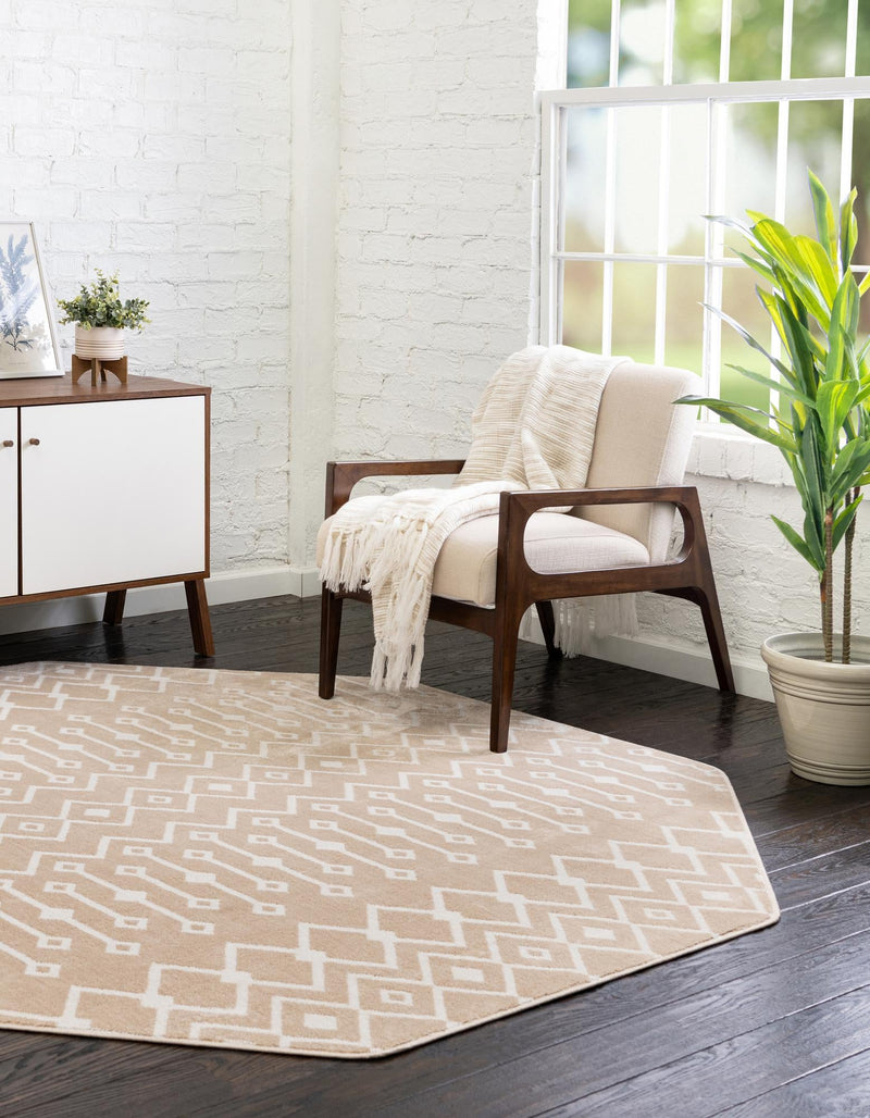 Marrakech Lattice Collection Area Rug - Essaouira (Sand) Octagon Sand lifestyle 27