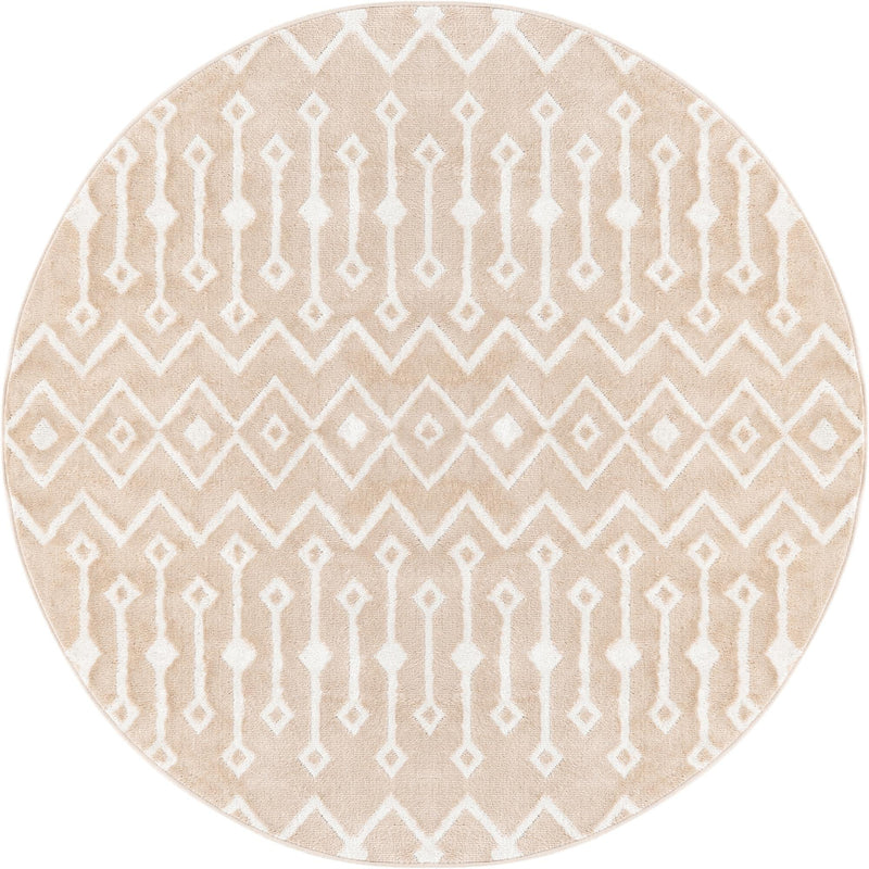 Marrakech Lattice Collection Area Rug - Essaouira (Sand) Round Sand lifestyle 18