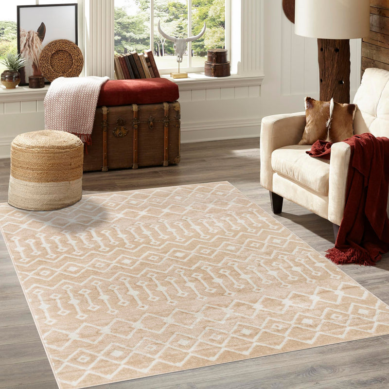 Marrakech Lattice Collection Area Rug - Essaouira (Sand) Rectangle Sand lifestyle 13