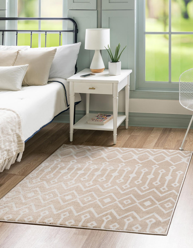 Marrakech Lattice Collection Area Rug - Essaouira (Sand) Square Sand lifestyle 21