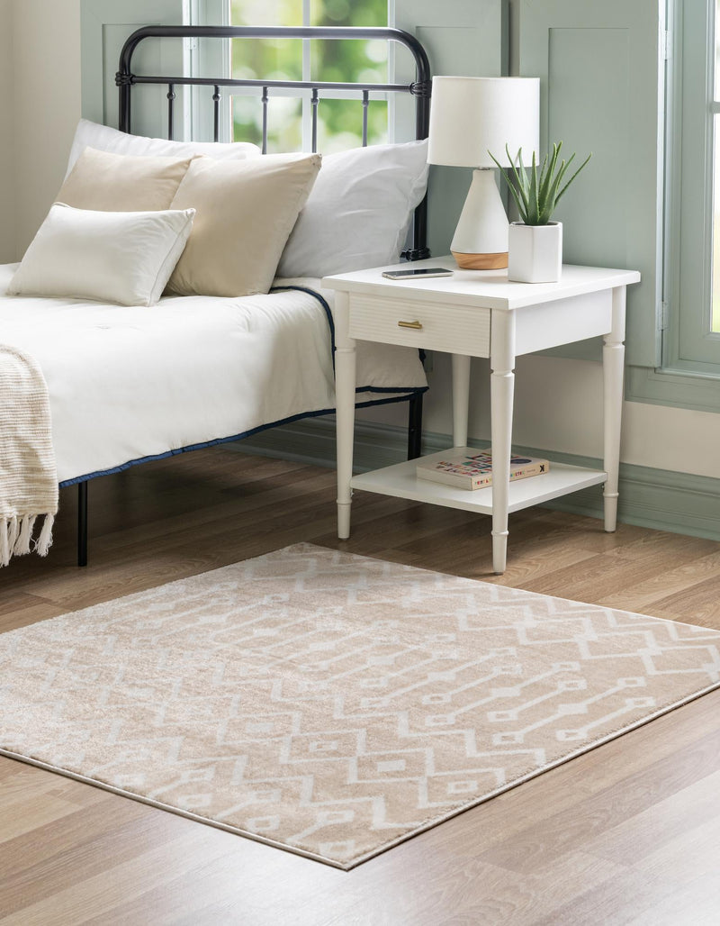 Marrakech Lattice Collection Area Rug - Essaouira (Sand) Square Sand lifestyle 26