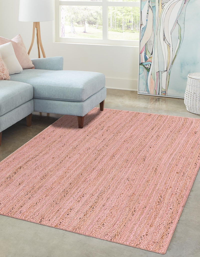 Woven Seaside Jute Collection Area Rug - Savannah (Light Pink) Rectangle Light Pink lifestyle 2