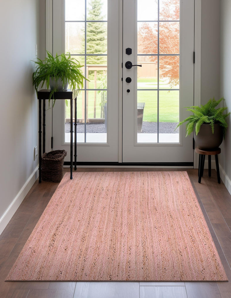 Woven Seaside Jute Collection Area Rug - Savannah (Light Pink) Rectangle Light Pink lifestyle 4