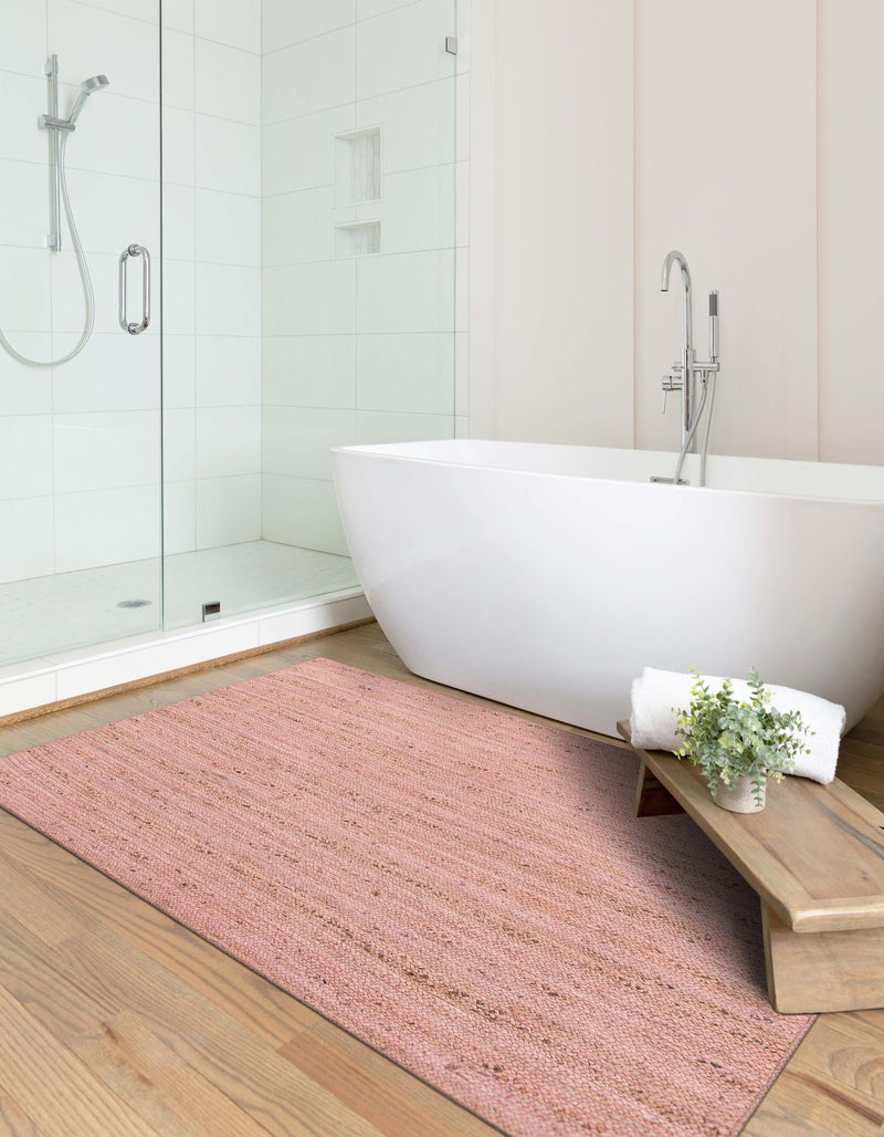 Woven Seaside Jute Collection Area Rug - Savannah (Light Pink) Rectangle Light Pink lifestyle 6