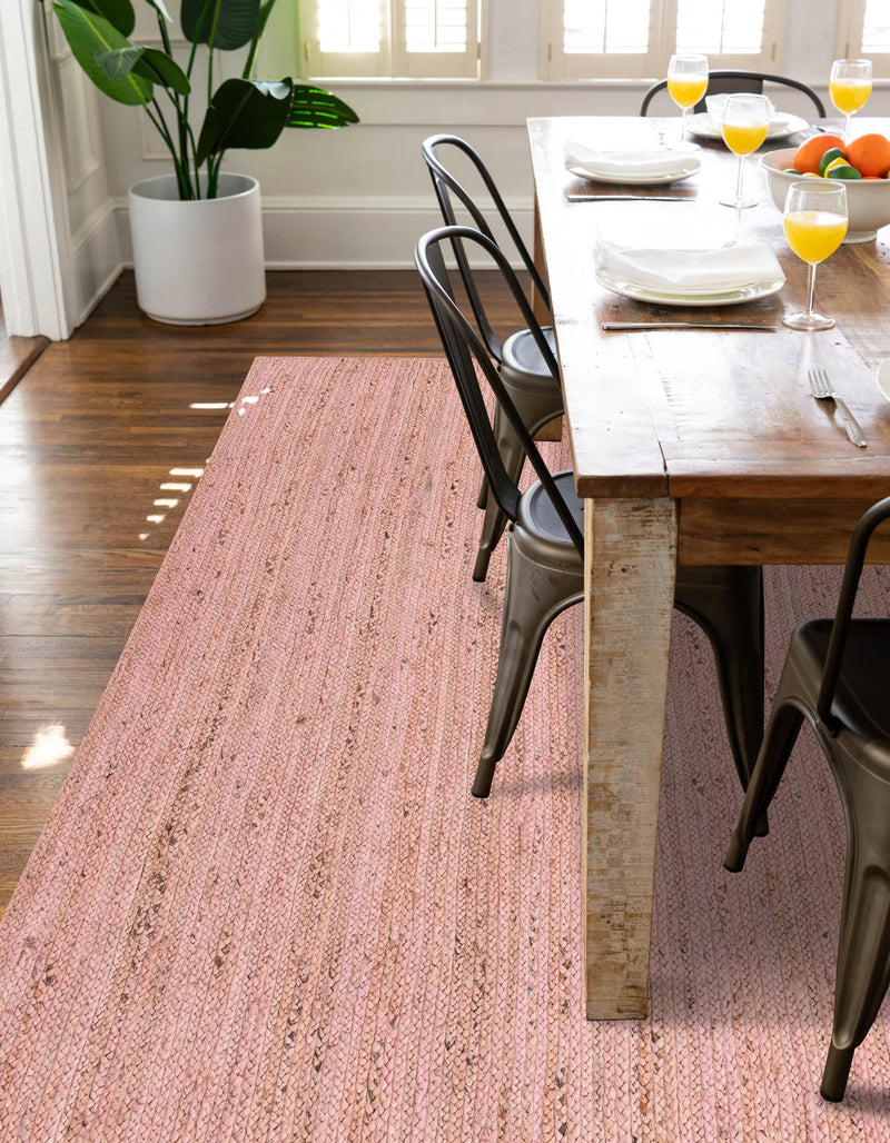Woven Seaside Jute Collection Area Rug - Savannah (Light Pink) Rectangle Light Pink lifestyle 9