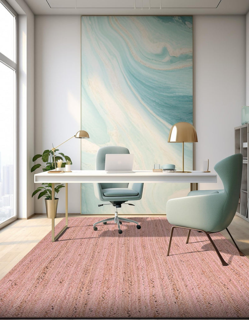 Woven Seaside Jute Collection Area Rug - Savannah (Light Pink) Rectangle Light Pink lifestyle 10