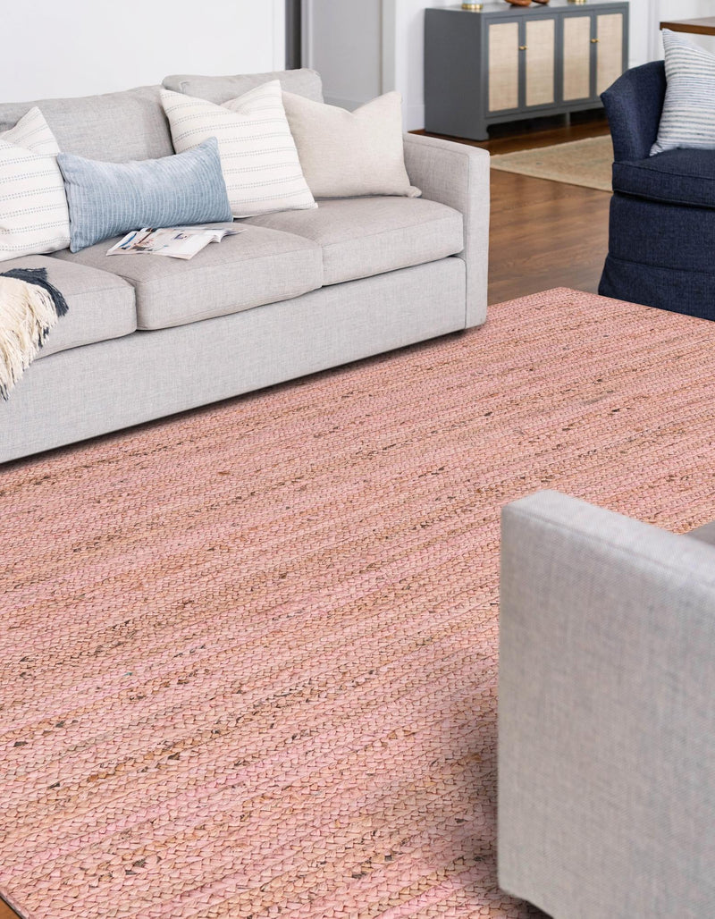 Woven Seaside Jute Collection Area Rug - Savannah (Light Pink) Rectangle Light Pink lifestyle 11