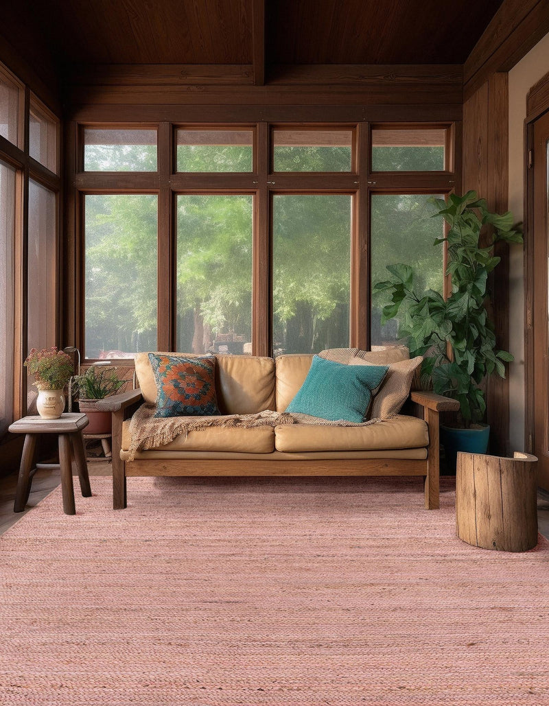 Woven Seaside Jute Collection Area Rug - Savannah (Light Pink) Square Light Pink lifestyle 40