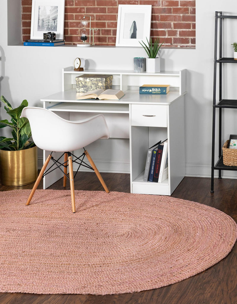 Woven Seaside Jute Collection Area Rug - Savannah (Light Pink) Oval Light Pink lifestyle 35