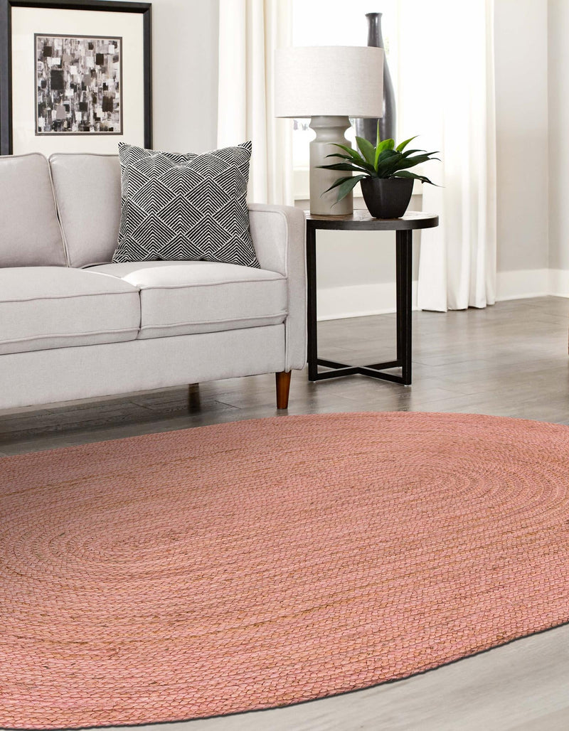 Woven Seaside Jute Collection Area Rug - Savannah (Light Pink) Oval Light Pink lifestyle 67