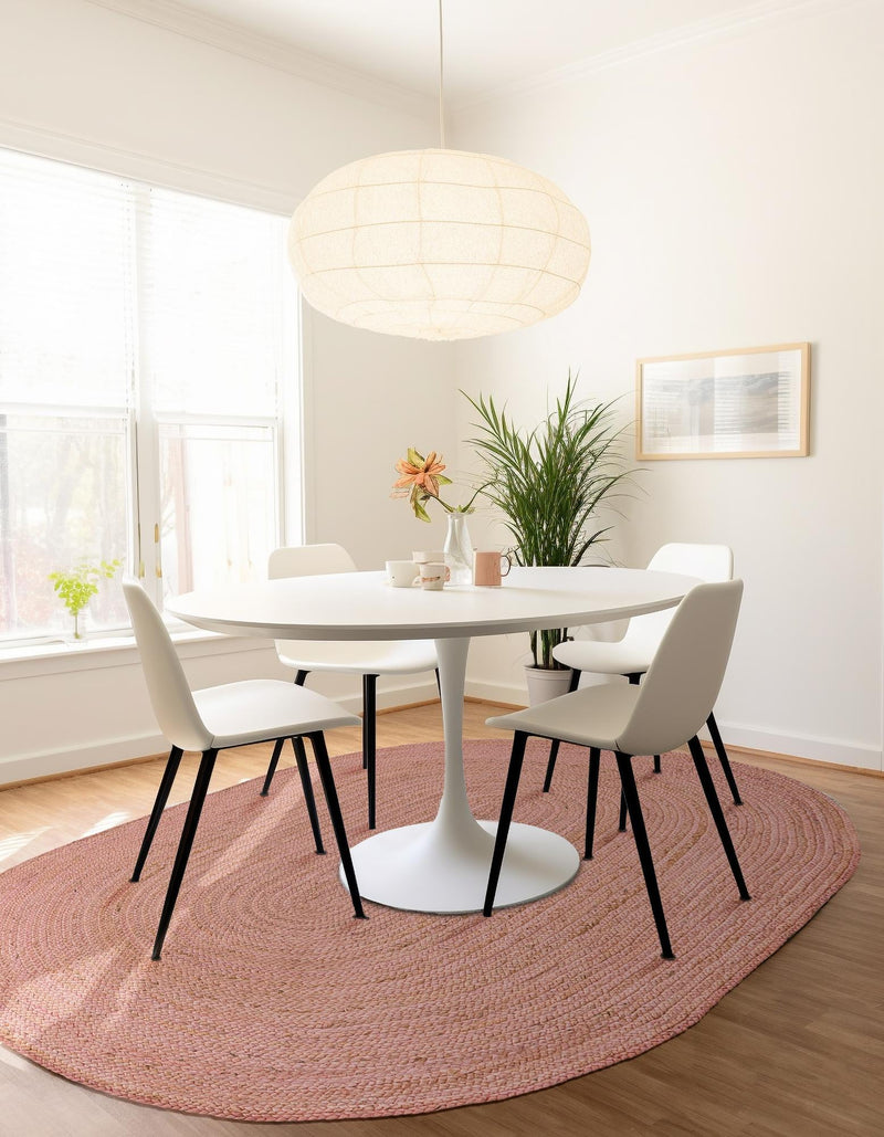 Woven Seaside Jute Collection Area Rug - Savannah (Light Pink) Oval Light Pink lifestyle 71