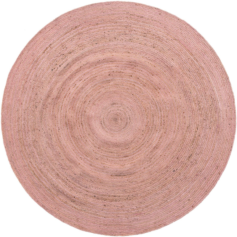 Woven Seaside Jute Collection Area Rug - Savannah (Light Pink) Round Light Pink lifestyle 24