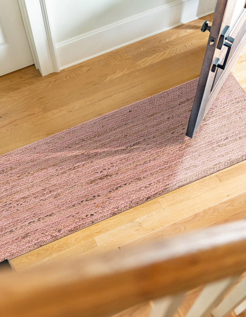 Woven Seaside Jute Collection Area Rug - Savannah (Light Pink) Runner Light Pink lifestyle 43
