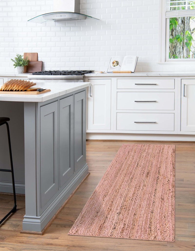 Woven Seaside Jute Collection Area Rug - Savannah (Light Pink) Runner Light Pink lifestyle 48