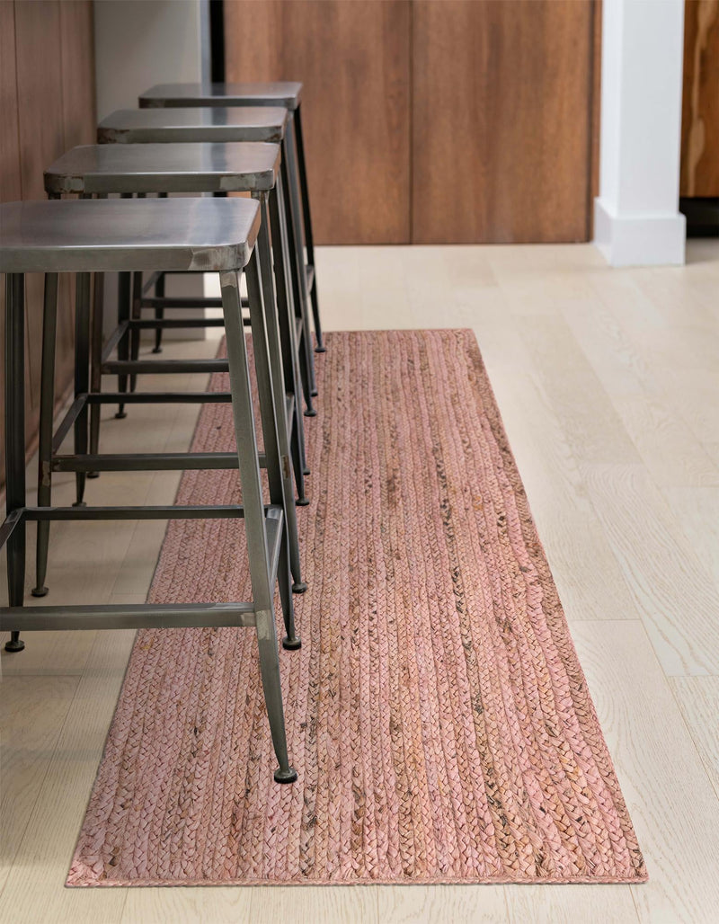 Woven Seaside Jute Collection Area Rug - Savannah (Light Pink) Runner Light Pink lifestyle 53